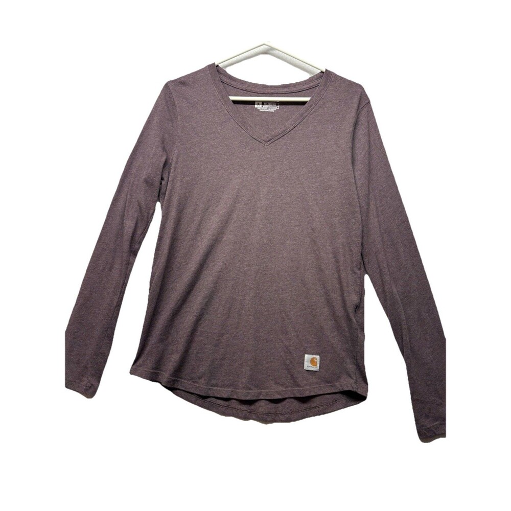 Carhartt Relaxed Fit V-Neck Long Sleeve T-Shirt Purple M 8-10 104407 V27
